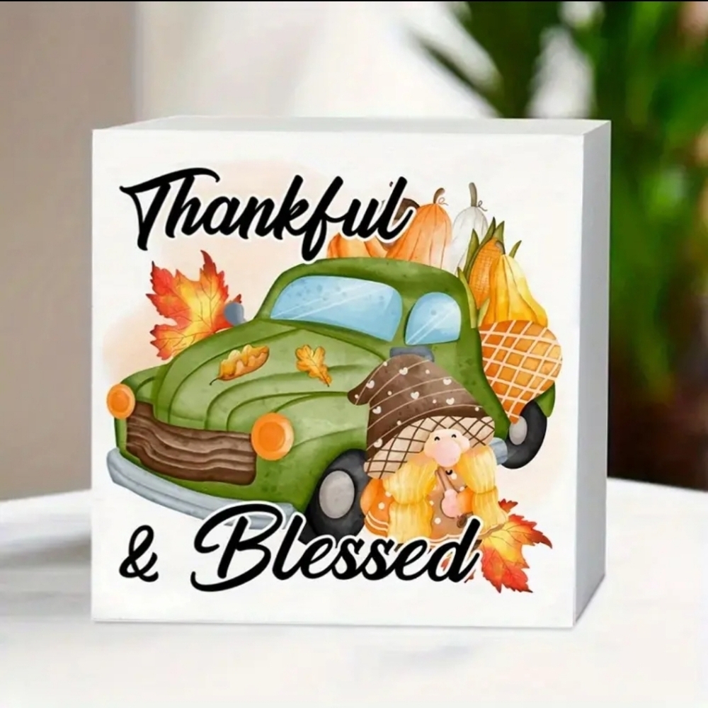 NEW! Thankful & Blessed gnome Sign